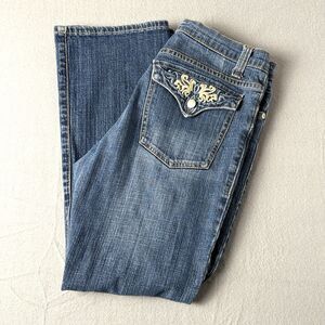 Women's Zena Flap Pocket Jeans Blue Medium Wash Size‎ 4 Petite Boot Cut